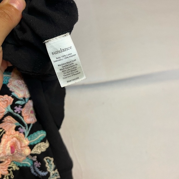 Sundance Embroided Floral Top Small Black Criss Cross Back Sleeveless Boho - Picture 6 of 6